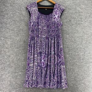 Perceptions Dress Women 8 Purple Geometric Shift Midi Lined Sleeveless Casual